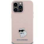 Tagakaaned Karl Lagerfeld  Karl Lagerfeld Silicone Choupette Metal Pin Case for iPhone 15 Plus / 14 Plus - Pink