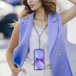 Nutikas seade OEM  SWING (6mm) Phone lanyard, Phone pendant with adjustable length / cord length 165cm (max 82.5cm in the loop) / on the shoulder or neck - white - purple
