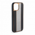 Tagakaaned iLike Apple iPhone 15 Pro Diamonds and Leather Case Black