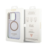 Tagakaaned Guess  Guess Gold Outline Translucent MagSafe Case for iPhone 14 Pro Max 6.7" - Purple
