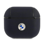 Tagakaaned BMW  BMW Genuine Leather Silver Logo Case for AirPods 3 - Navy Blue