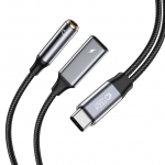 Kaabel Tech-Protect USB-C (męski) || USB-C (female) || mini jack 3.5 mm (female)