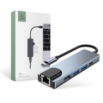 Muu arvutitarvik Tech-Protect HUB Tech-Protect V3 5in1 USB-C - USB-A 3.0 / USB-A 2.0 / USB-C / HDMI / RJ45 - gray