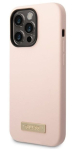 Tagakaaned Guess Apple iPhone 14 Pro Silicone Metal Logo MagSafe Compatible Case Pink