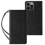 Tagakaaned Hurtel  Magnet Strap Case Case for iPhone 14 Pro Max Flip Wallet Mini Lanyard Stand Black