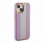 Tagakaaned iLike Apple iPhone 15 Diamonds and Leather Case Pink Sand