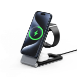 Juhtmeta laadija Duzzona  W22 3 in 1 Magnetic Wireless Charger Grey