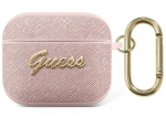 Korpus k&otilde;rvaklappidele Guess Apple AirPods 3 cover Saffiano Script Metal Collection case Pink