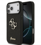 Tagakaaned Guess Apple iPhone 17 Pro Max Fixed Glitter 4G Metal Logo Case Black