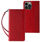 Tagakaaned Hurtel  Magnet Strap Case Case for iPhone 14 Pro Max Flip Wallet Mini Lanyard Stand Red