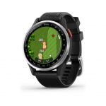 Nutikell Garmin Approach S44 Silver Aluminium Bezel with Black Silicone Band