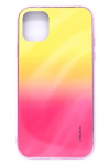 Tagakaaned Evelatus Apple iPhone 11 Water Ripple Full Color Electroplating Tempered Glass Gradient Yellow-Pink