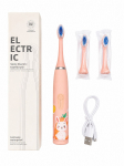 Hambahari iLike Kids Rechargeable Sonic Electric Toothbrush, USB Charging, 3 Brush Heads (1+2 Replacement Heads), Soft Bristles, Waterproof, Bunny Design, Pink Pink