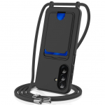 Tagakaaned Hurtel  Samsung Galaxy A57 5G TPU Case with Card Holder and Crossbody Lanyard - Black