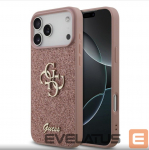 Tagakaaned Guess Apple iPhone 17 Pro Max PU Fixed Glitter 4G Metal Logo Case Pink