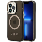Tagakaaned Guess  Guess GUHMP14XHTCMK iPhone 14 Pro Max 6.7" black/black hard case Gold Outline Translucent MagSafe