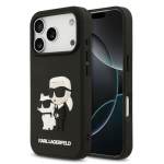 Tagakaaned Karl Lagerfeld Apple iPhone 17 Pro Silicone 3D Rubber Karl and Choupette Case Black