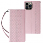 Tagakaaned Hurtel  Magnet Strap Case Case For iPhone 14 Pro Max Flip Wallet Mini Lanyard Stand Pink