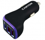 Autolaadijad Canyon Universal 3xUSB car adapter Input 12V-24V Output DC Black Purple
