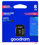 M&auml;lukaardid Goodram  micro sd memory card - 8GB with adapter Black