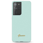 Tagakaaned Guess  Guess GUHCS21LLSLMGLB S21 Ultra G998 blue/blue hardcase Silicone Script Metal Logo