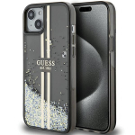 Tagakaaned Guess  Guess Liquid Glitter Gold Stripes case for iPhone 15 Plus / 14 Plus - black