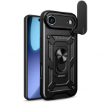 Tagakaaned Hurtel Hybrid Armor Camshield iPhone 17 Air Case with Stand and Camera Cover - Black