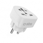 Adaptrid SBS  SBS Shucko/EU Travel Adapter - Universal - White