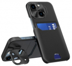 Tagakaaned iLike Apple iPhone 14 Leather Stand Case cover card wallet with stand Black