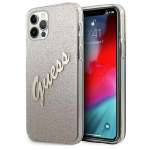 Tagakaaned Guess  Guess GUHCP12LPCUGLSGO iPhone 12 Pro Max 6.7" gold/gold hardcase Glitter Gradient Script