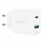 Adaptrid Acefast  Acefast wall charger USB Type C / USB 20W, PPS, PD, QC 3.0, AFC, FCP white (A25 white)