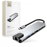 Muud kaubad Tech-Protect  Tech-Protect HB02 HUB Adapter 6in1 USB-C + USB2.0 + USB3.0 + HDMI 4K 30Hz + RJ45 + PD100W - gray