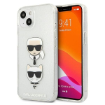 Tagakaaned Karl Lagerfeld  Karl Lagerfeld Glitter Karl's & Choupette Head case for iPhone 13 mini - silver