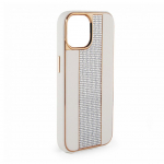 Tagakaaned iLike Apple iPhone 15 Pro Max Diamonds and Leather Case White
