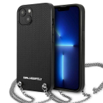 Tagakaaned Karl Lagerfeld  Karl Lagerfeld KLHCP13SPMK iPhone 13 mini 5,4 "hardcase black / black Leather Textured and Chain