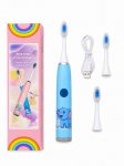 Hambahari iLike Kids Rechargeable Sonic Electric Toothbrush, USB Charging, 3 Brush Heads (1+2 Replacement Heads), Soft Bristles, Waterproof, Blue Elephant Design Purple