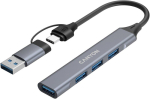 &Uuml;leminek Canyon  CANYON hub DS-02 4in1 USB-A/C Grey