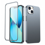 Tagakaaned Joyroom  Joyroom 360 Full Case front and back cover for iPhone 13 + tempered glass screen protector grey (JR-BP927 tranish)