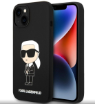 Tagakaaned Karl Lagerfeld Apple iPhone 15 Liquid Silicone Ikonik NFT Cas Black