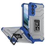 Tagakaaned Hurtel  Crystal Ring Case tough hybrid cover + magnetic holder for Samsung Galaxy S22 + (S22 Plus) blue
