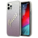 Tagakaaned Guess  Guess GUHCP12MPCUGLSPI iPhone 12/12 Pro 6.1" pink/pink hardcase Glitter Gradient Script