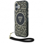 Muud kaubad Guess  Guess HC IML Leopard Triangle Cord Strap MagSafe iPhone 16 Case - Brown