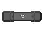 M&auml;lupulk Silicon power  DS72 Dual USB-C/USB 3.2 Gen 2 Portable External SSD, 500GB, Black