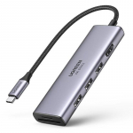 Muu arvutitarvik Ugreen Ugreen multi-functional HUB USB Type C - 3x USB 3.2 Gen 1 / HDMI 4K 60Hz / SD and TF card reader gray (60383 CM511)