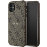 Tagakaaned Guess  Guess GUHMN61G4GFRW iPhone 11 6.1" / Xr brown/brown hardcase 4G Collection Leather Metal Logo MagSafe