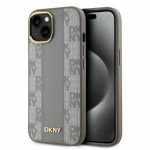 Muu telefoni lisavarustus DKNY  DKNY Leather Checkered Mono Pattern MagSafe iPhone 14 Case - Beige