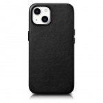 Tagakaaned iCarer  iCarer Case Leather cover for iPhone 14 Plus genuine leather case black (compatible with MagSafe)