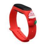 Tagakaaned Hurtel  Strap Xmas for Xiaomi Mi Band 3 / 4 Christmas Silicone Strap Bracelet with Sock - Red