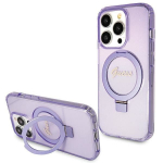 Tagakaaned Guess  Guess Ring Stand Script Glitter MagSafe case for iPhone 15 Pro - purple