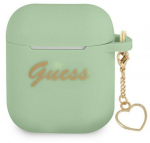 Korpus k&otilde;rvaklappidele Guess Apple AirPods 1/2 cover Silicone Charm Heart Collection Green